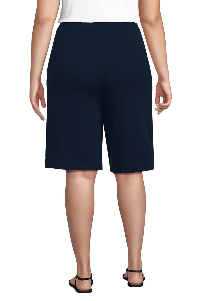 Knit High Rise Pleated 12" Bermuda Shorts, Alternate, color, Radiant Navy