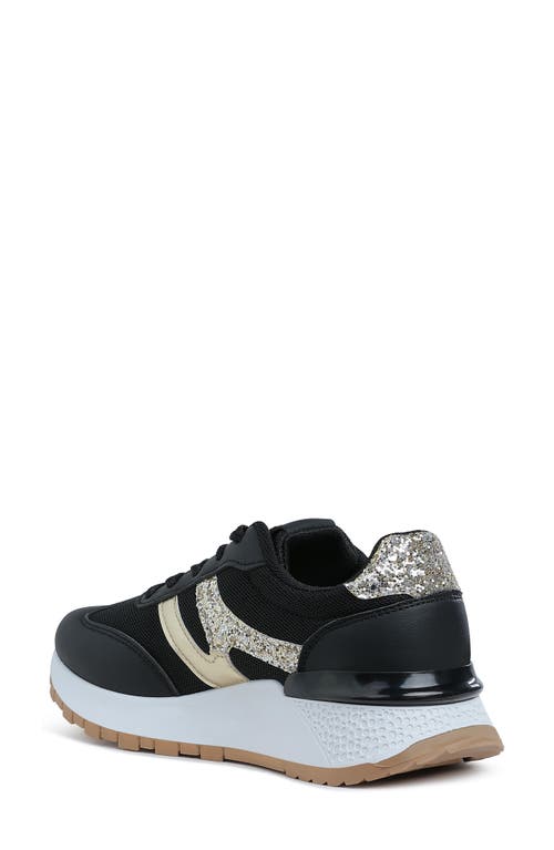 Shop London Rag Tapers Glitter Sneaker In Black Gold