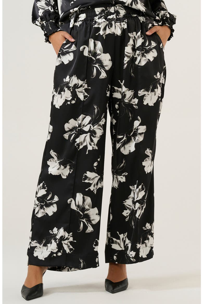 Gilda Floral Wide Leg Pants, Main, color, BLACK/ MILK