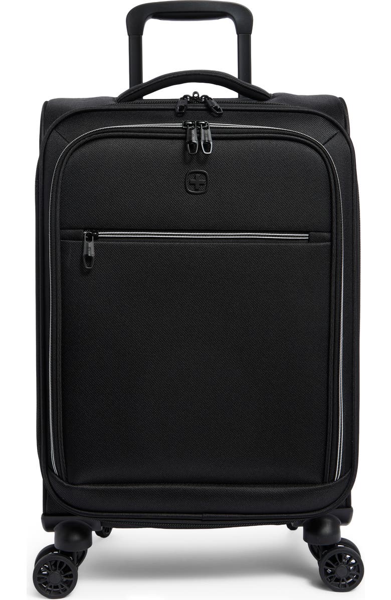 SWISSGEAR 19-Inch Softside Spinner Carry-On Luggage, Main, color, Black