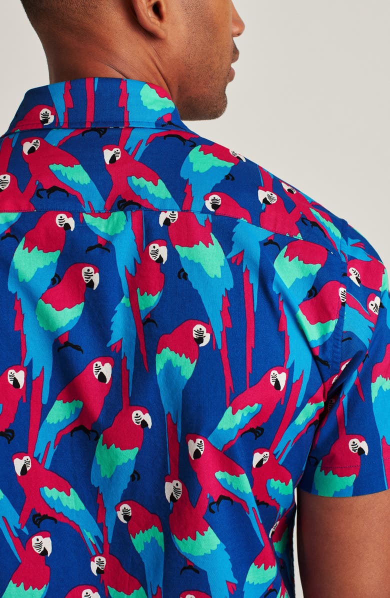 Bonobos Rivie Slim Fit Parrots Short Sleeve Stretch Button-Up Shirt, Alternate, color, 
