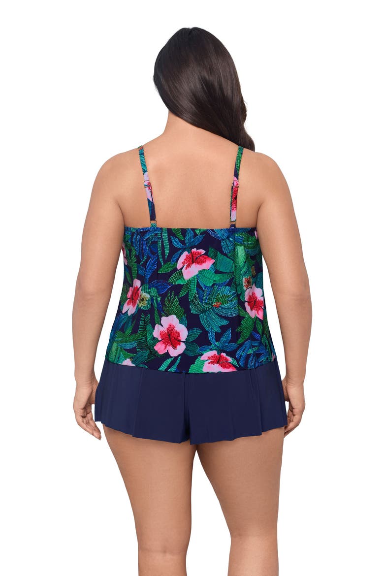 Farrah Scoopneck Swim Romper with Pockets, Alternate, color, Jungle Oasis