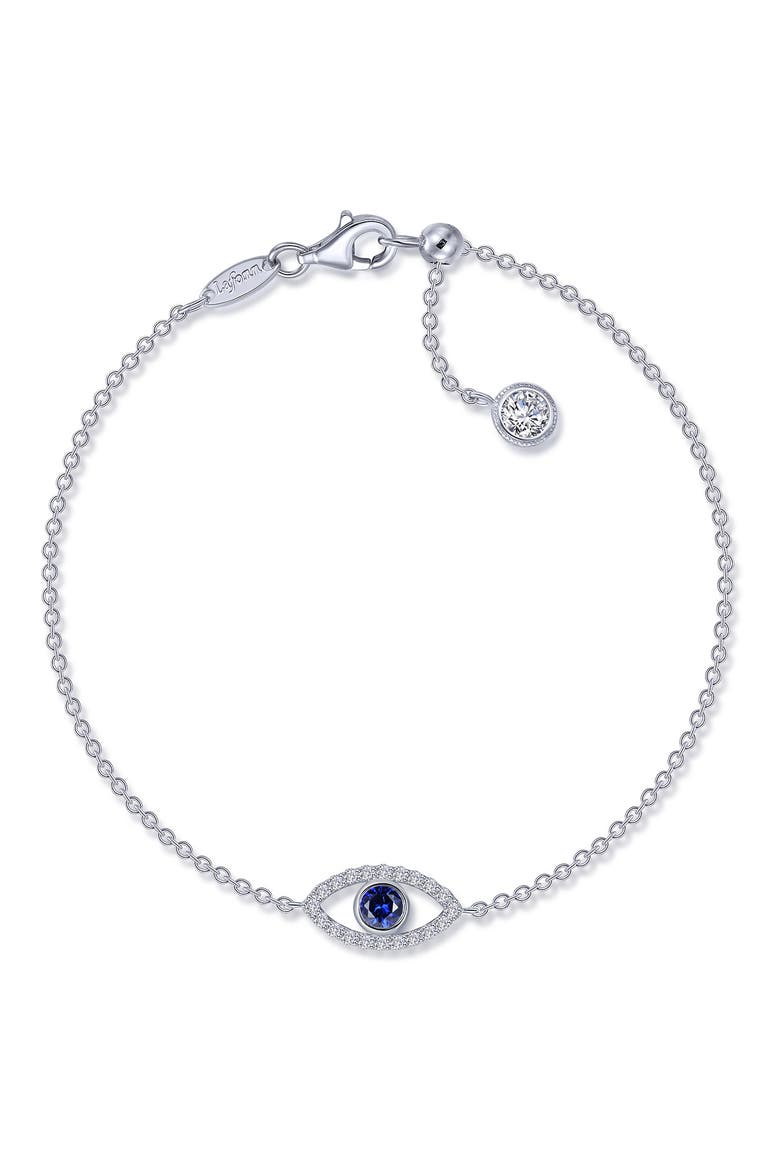 Simulated Diamond & Lab-Created Sapphire Evil Eye Bracelet, Main, color, BLUE
