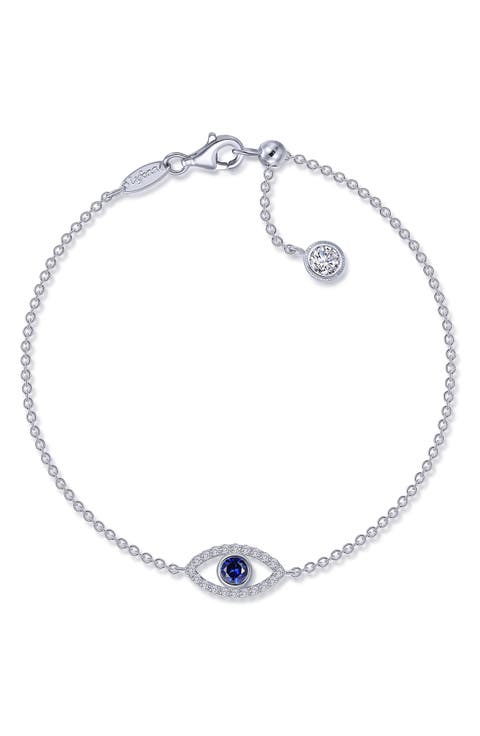 Simulated Diamond & Lab-Created Sapphire Evil Eye Bracelet