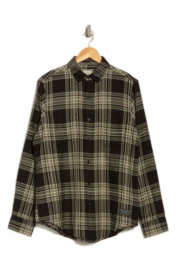 Scotch & Soda Textured Plaid Button-up Shirt In Green