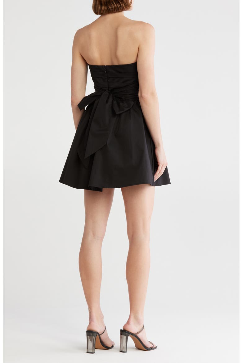 Pleated Bodice Strapless Minidress, Alternate, color, BLACK