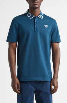 Metallic Greca Collar Piqué Polo