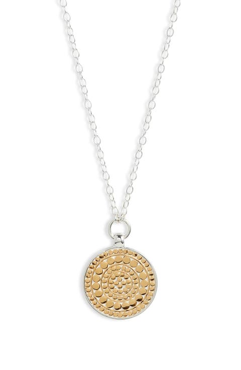 Reversible Two-Tone Medallion Pendant Necklace