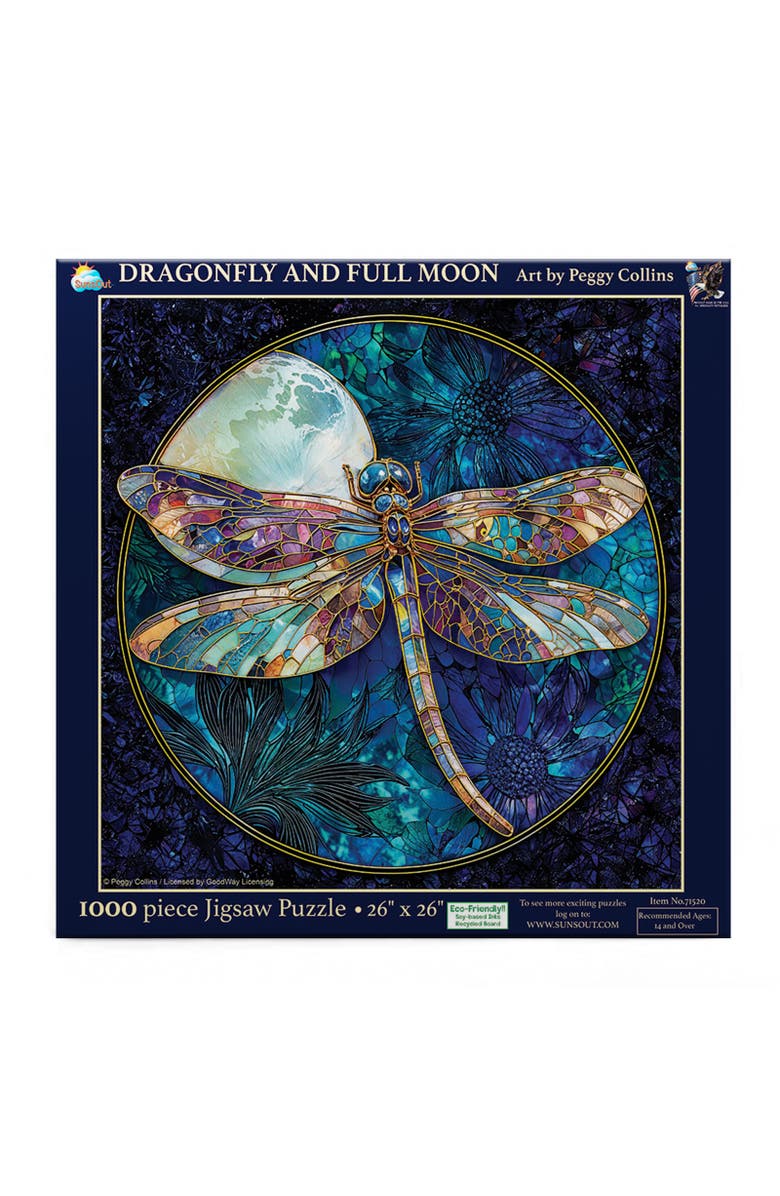 Sunsout Dragonfly and Full Moon 1000 piece Jigsaw Puzzle for Adults, Alternate, color, Multicolor