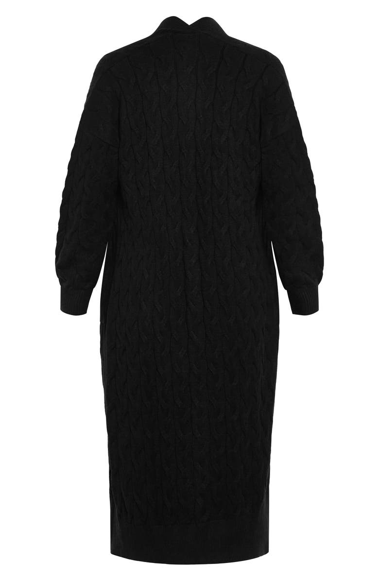 City Chic Charissa Cable Stitch Longline Cardigan, Alternate, color, Black