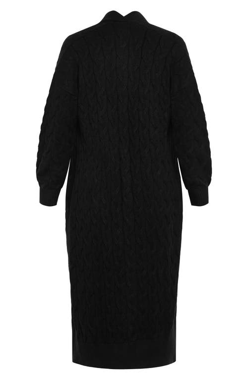 City Chic Charissa Cable Stitch Longline Cardigan In Black