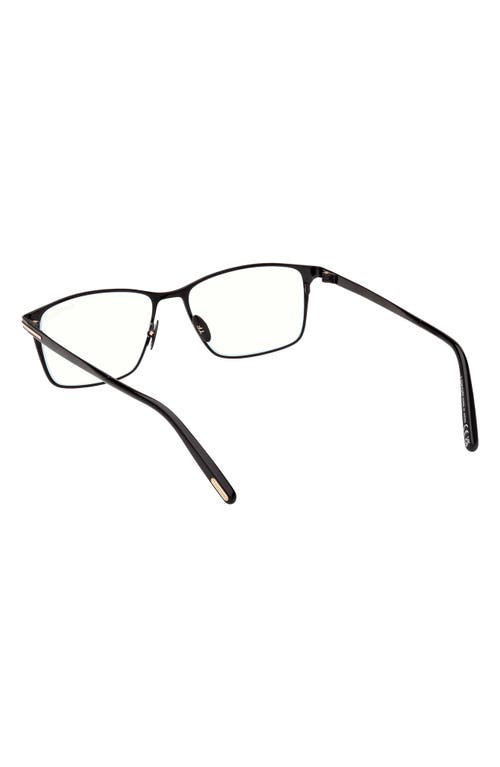 Tom Ford 54mm Rectangular Blue Light Blocking Glasses In Black