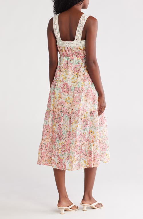 LOVESTITCH LOVESTITCH FLORAL COTTON TIERED MIDI DRESS