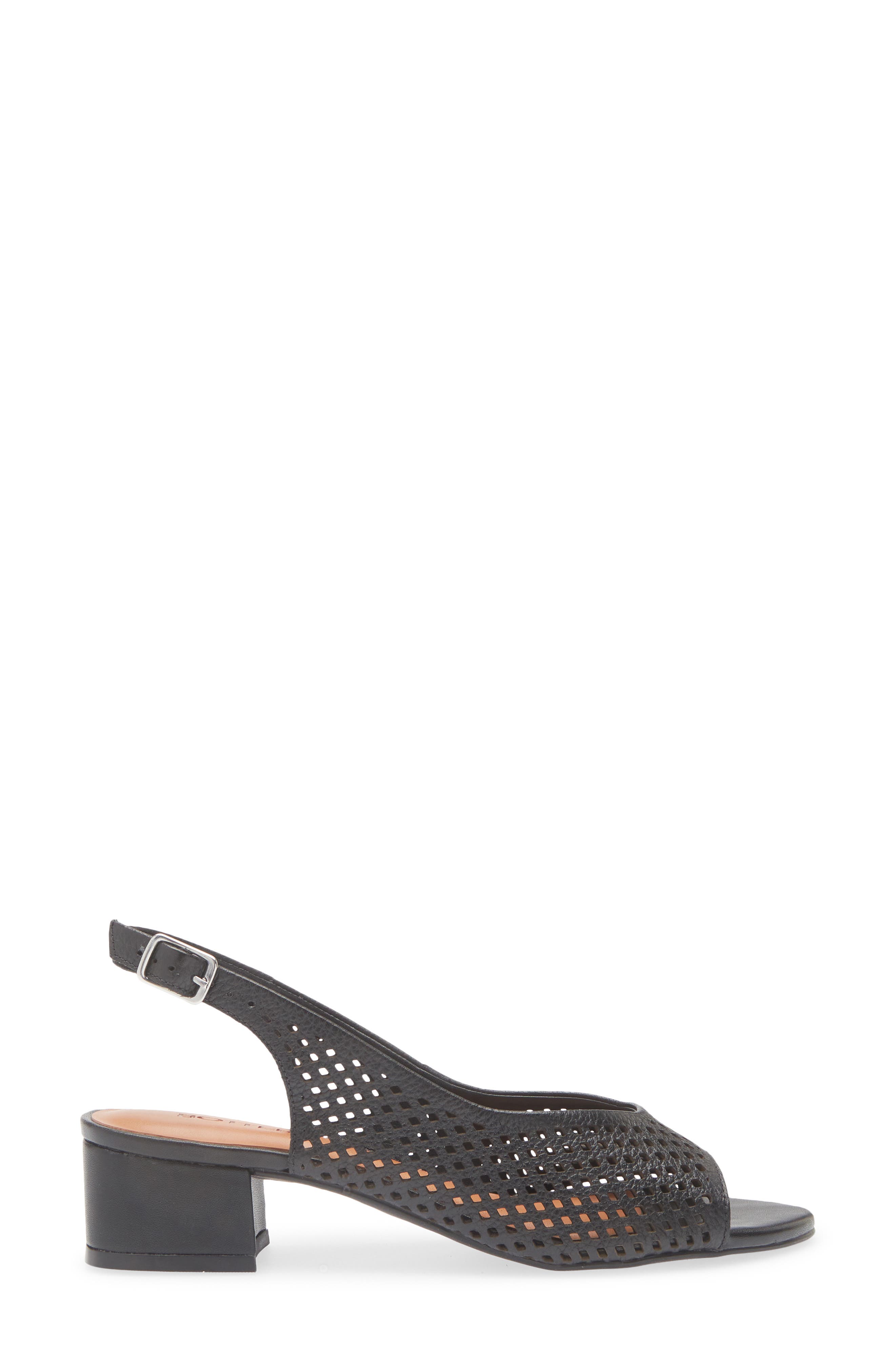 Bottero Botelsa Perforated Open Toe Slingback Pump, Alternate, color, Preto
