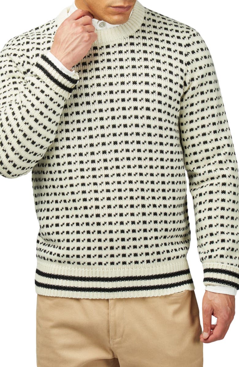 Ben Sherman Neat Jacquard Wool Blend Crewneck Sweater, Main, color, 