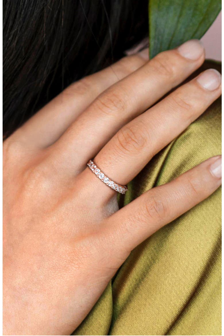 Lab Created White Sapphire Band Ring, Alternate, color, WHITE SAPPHIRE/ROSE