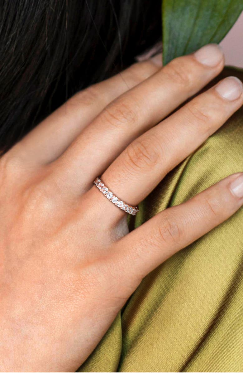 DELMAR Lab Created White Sapphire Band Ring, Alternate, color, White Sapphire/Rose