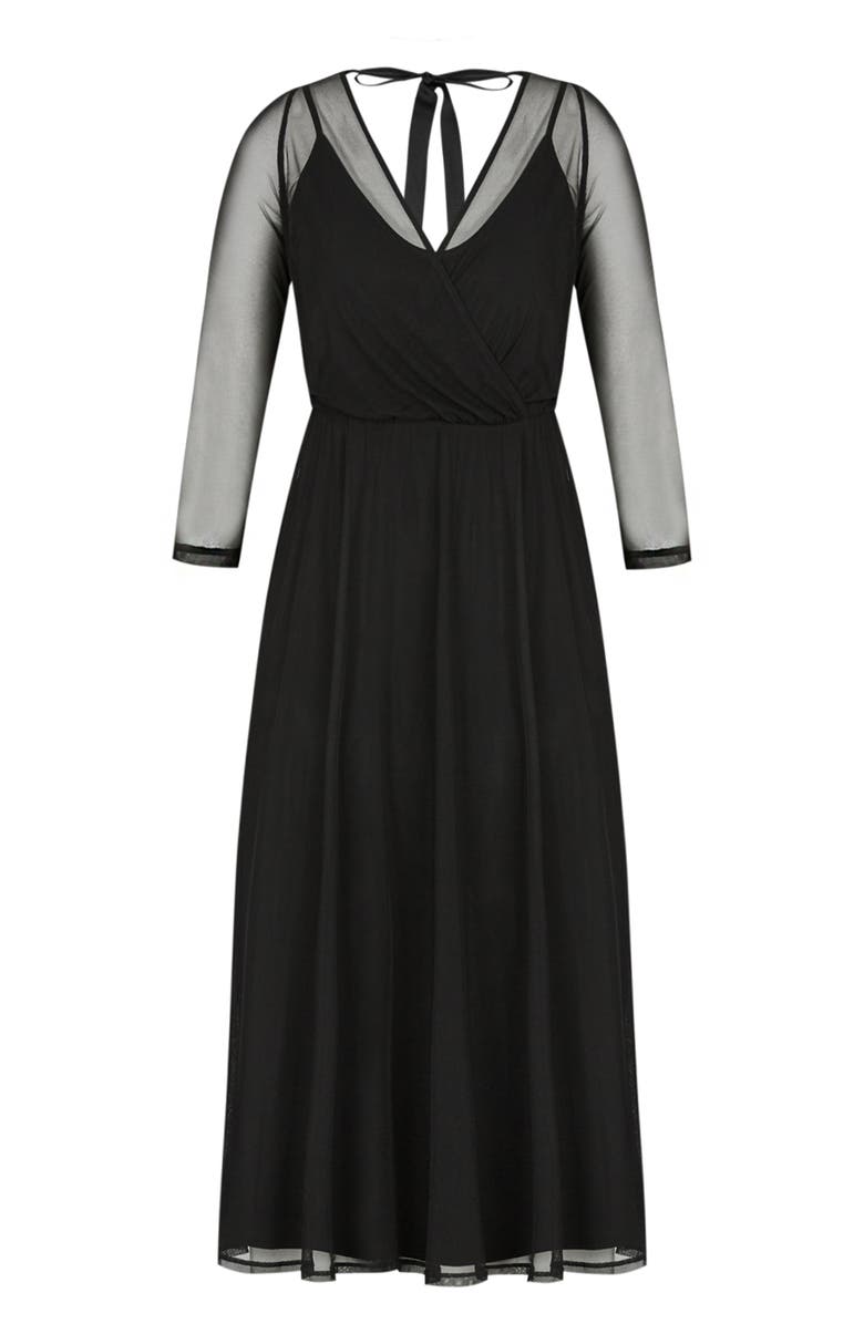 City Chic Mesh Overlay Dress, Alternate, color, 