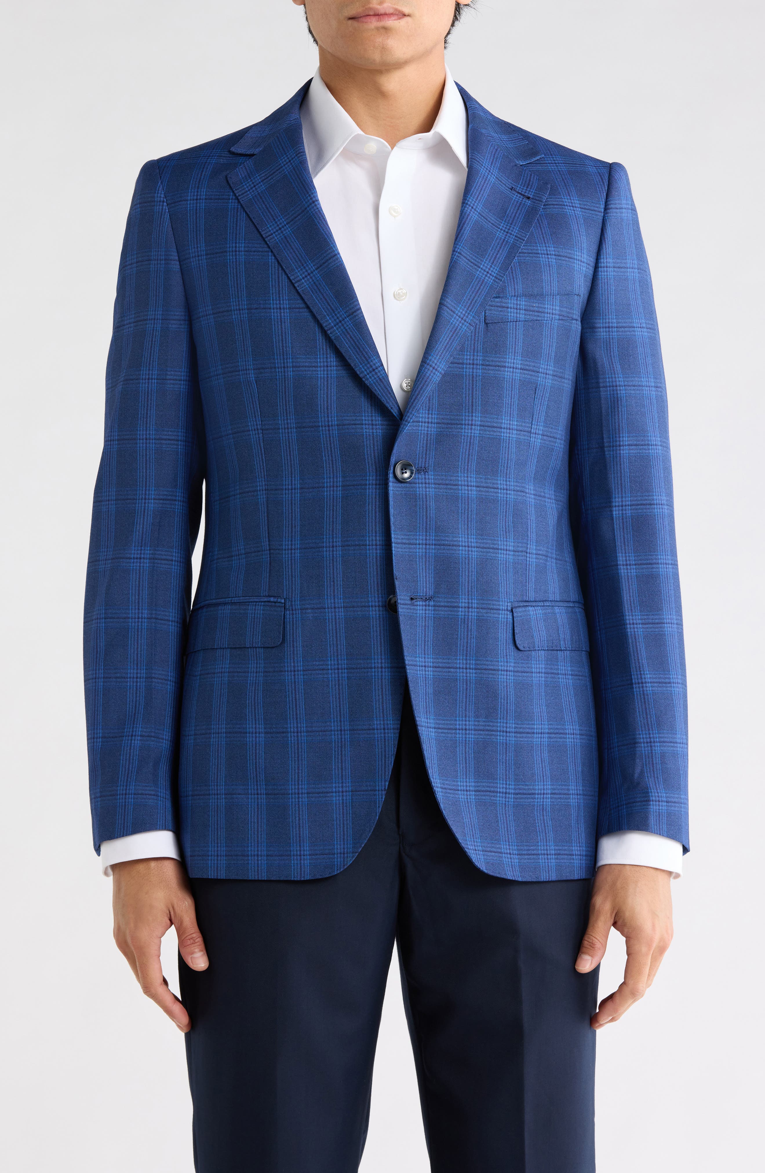 ZANETTI Trim Fit Plaid Sport Coat