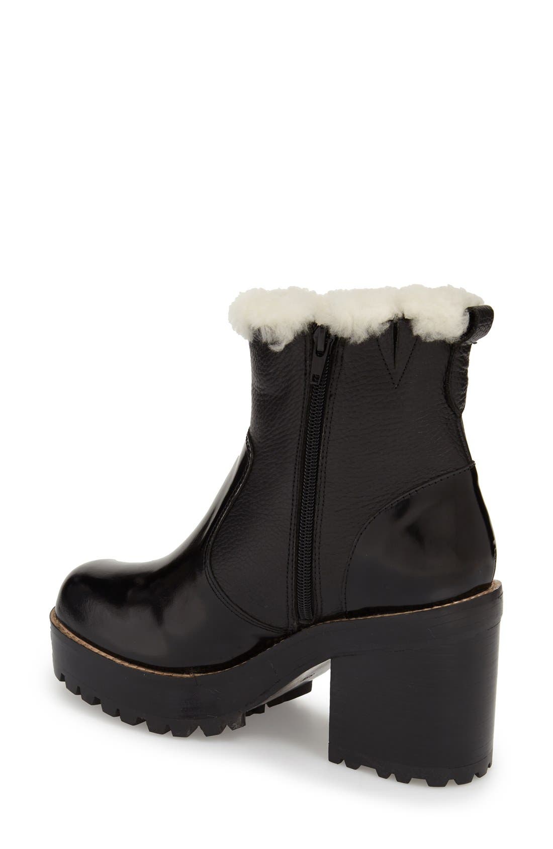 Jeffrey Campbell 'Eureka' Genuine Shearling Ankle Boot, Alternate, color, 
