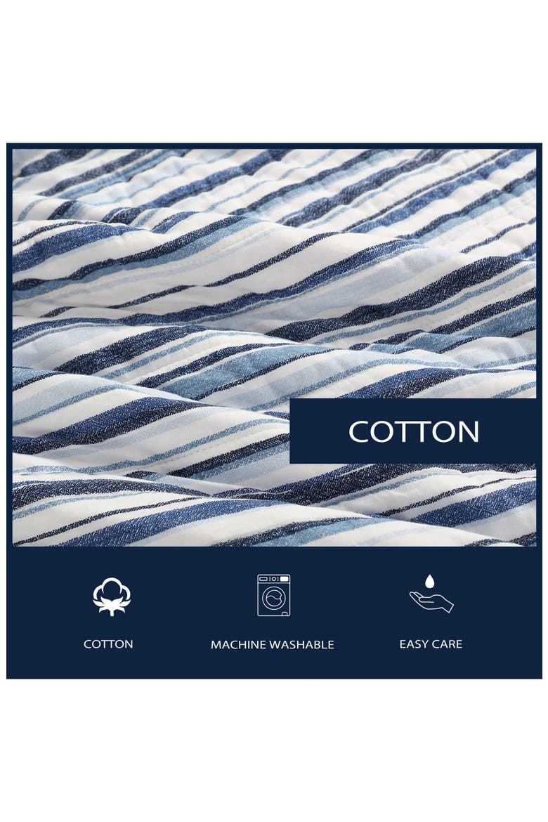 Pembrook Stripe Reversible Cotton Quilt Set, Alternate, color, DARK BLUE