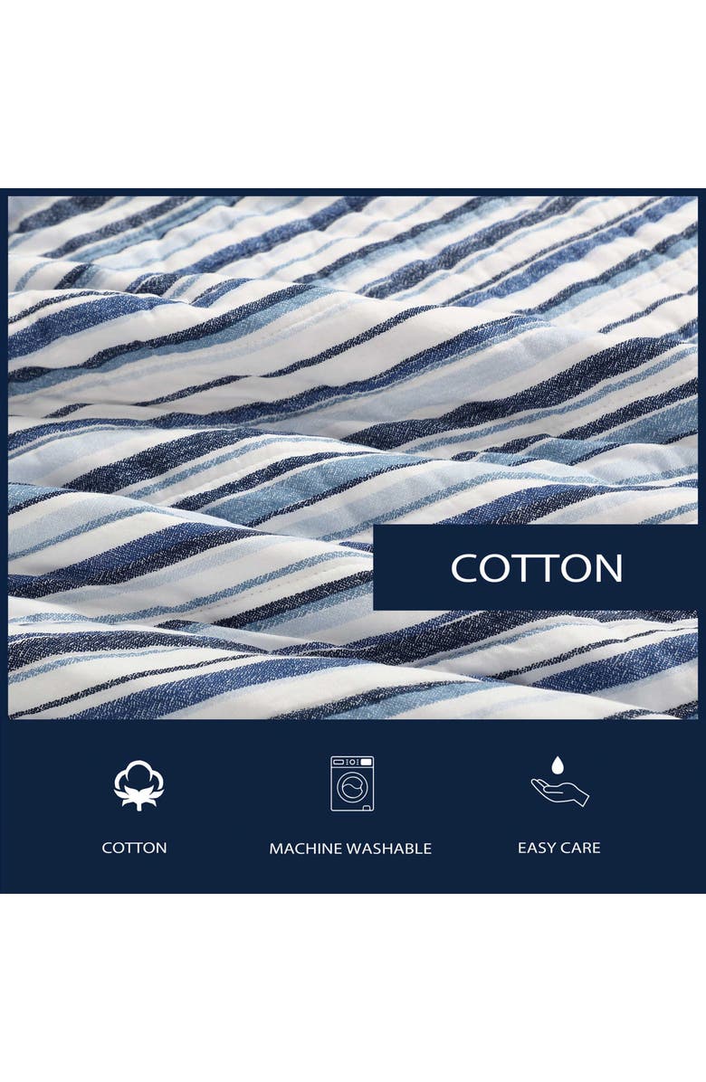 Nautica Pembrook Stripe Reversible Cotton Quilt Set, Alternate, color, Dark Blue