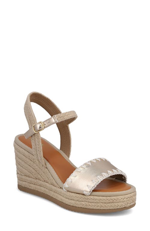 Mia Becky Ankle Strap Espadrille Platform Wedge Sandal In Natural/gold