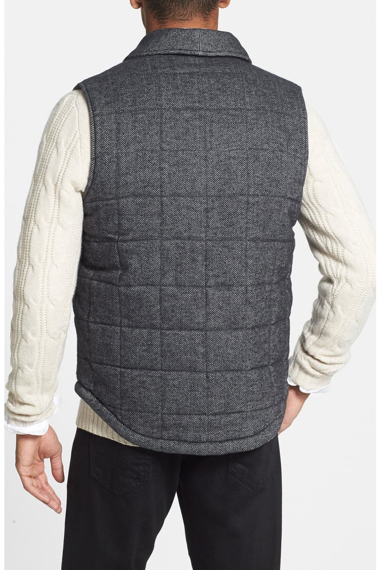 Shawl Collar Puffer Vest, Alternate, color, GREY HERRINGBONE