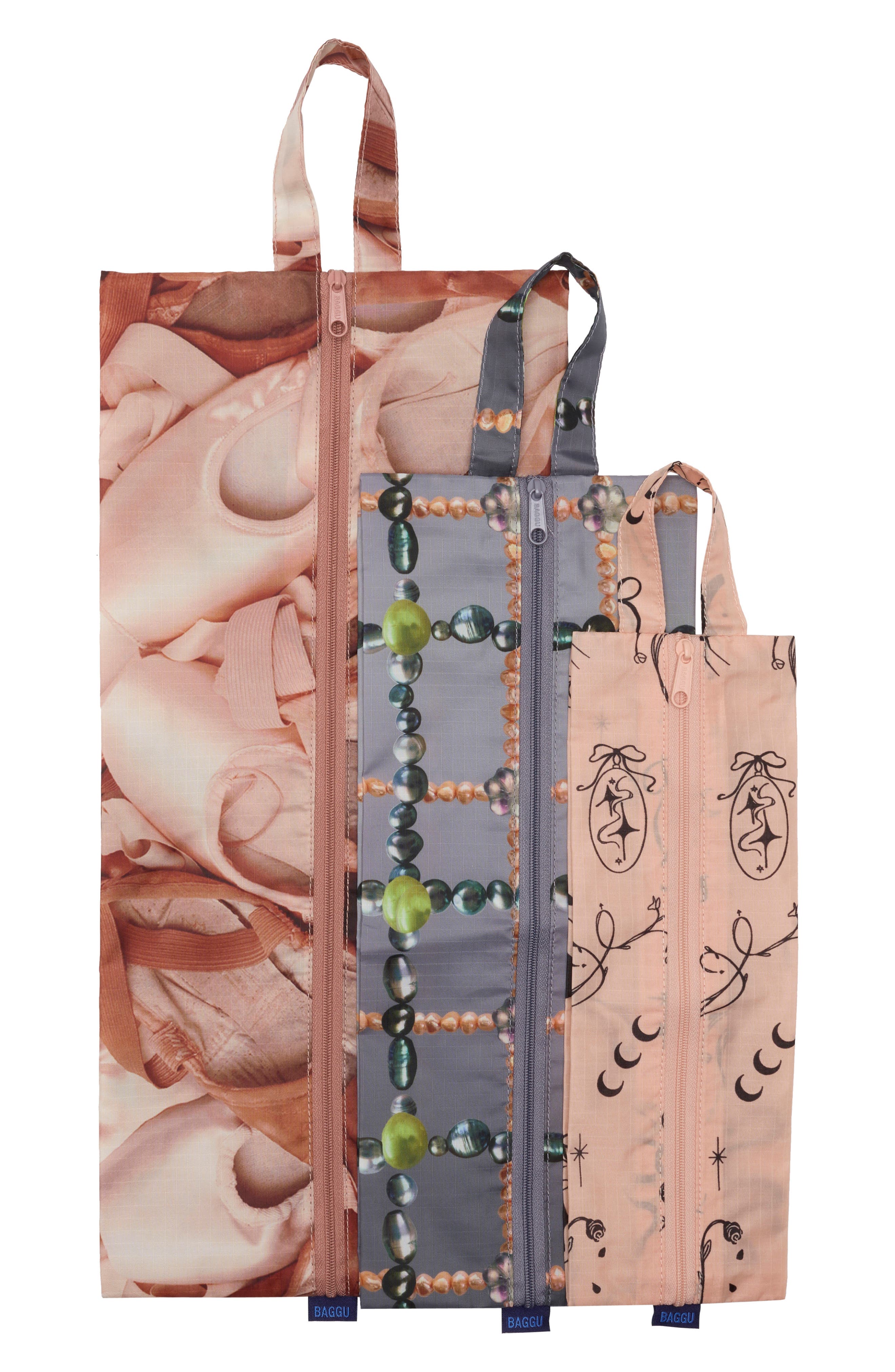 Set of 3 Assorted Zippered Travel Pouches, Alternate, color, BALLET ICONS