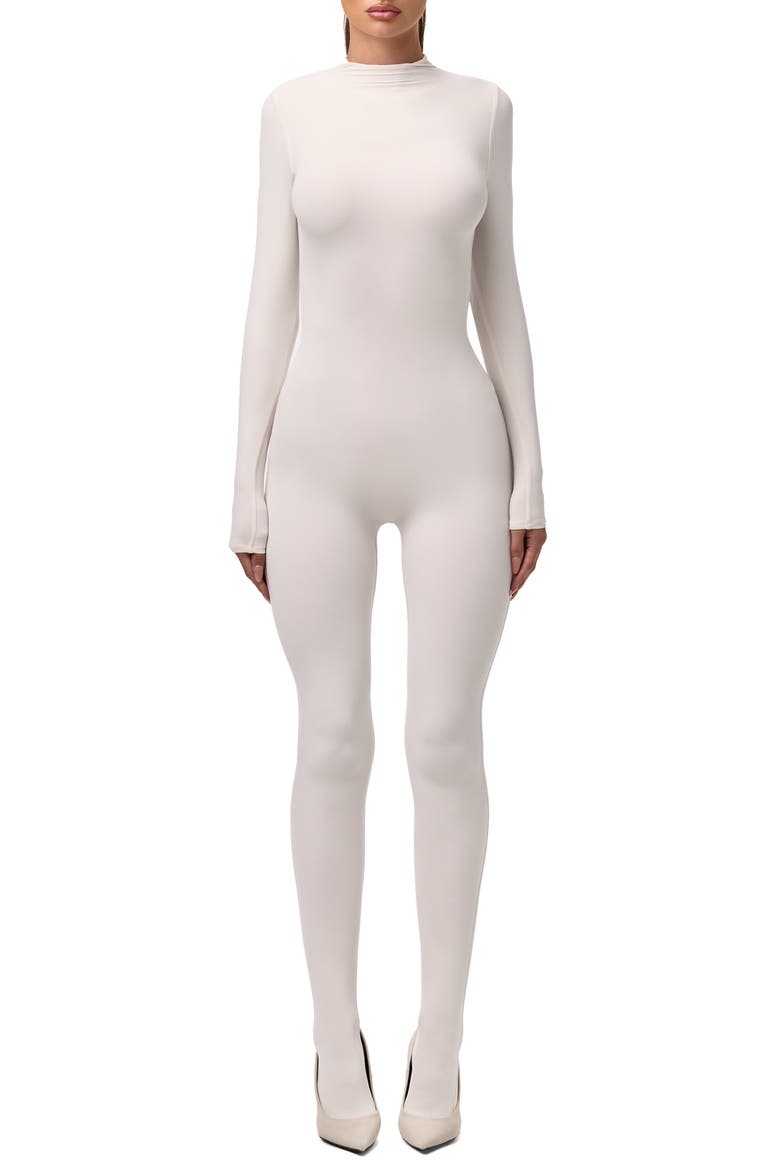 Long Sleeve Closed Toe Jumpsuit, Main, color, BONE
