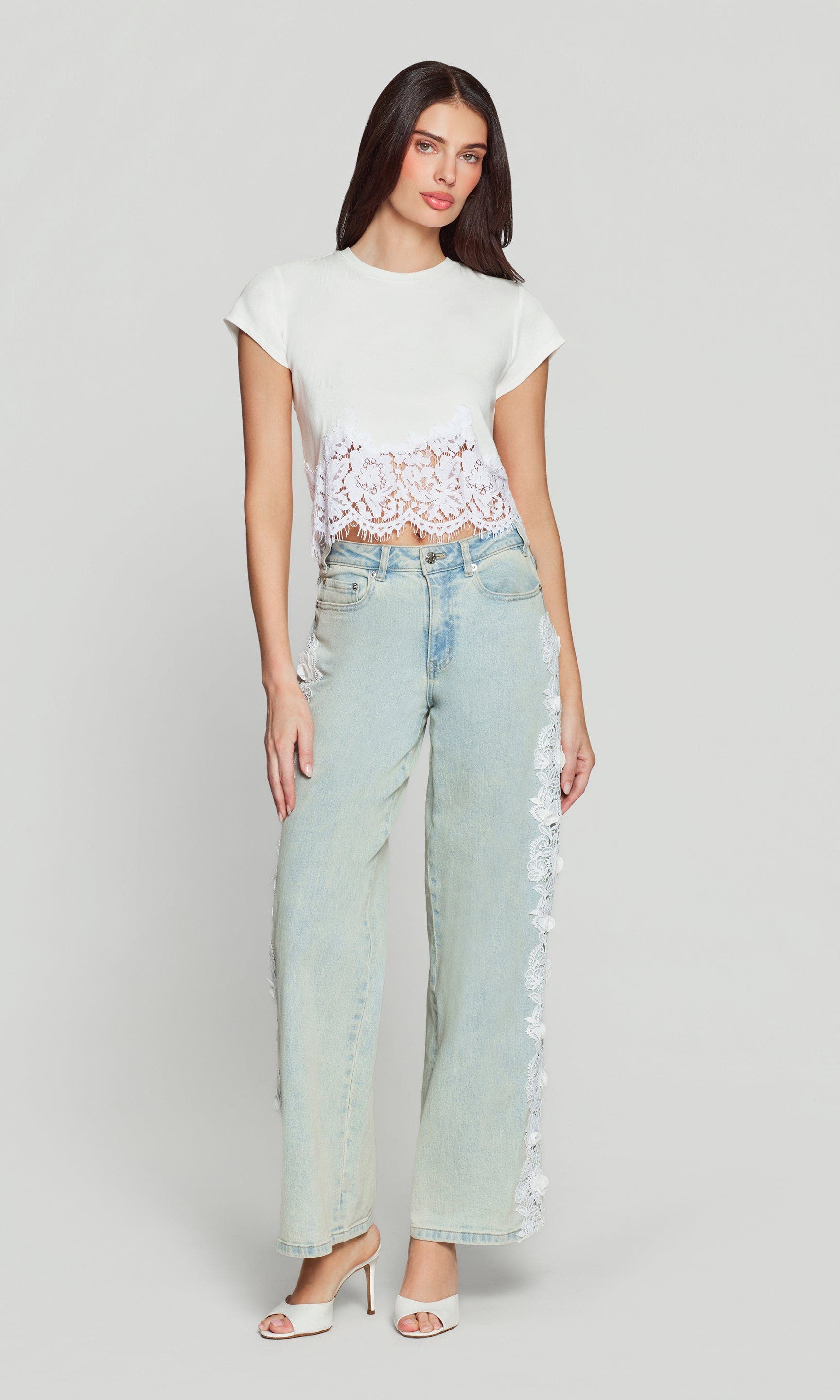 Generation Love Esme 3D Lace Combo Jeans (Women) | Nordstrom