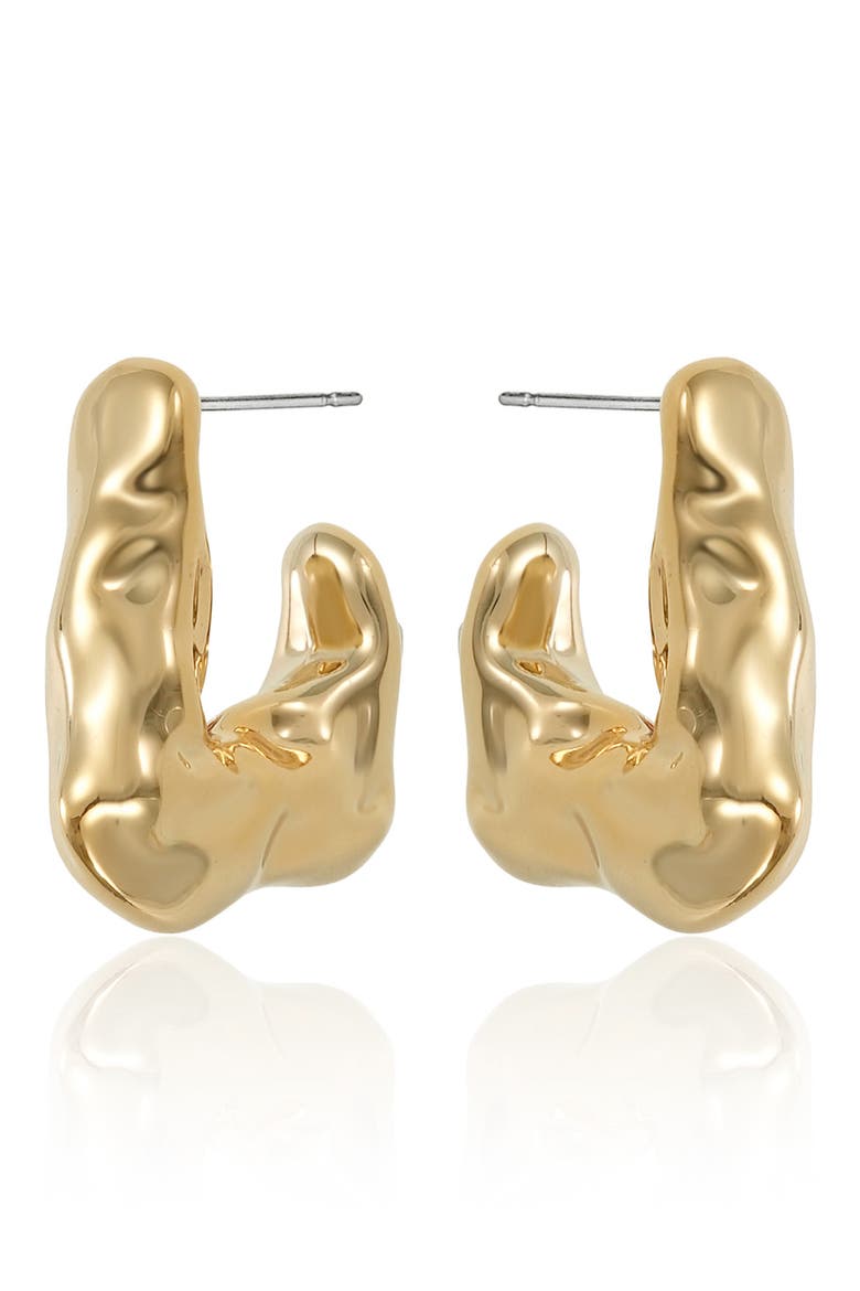 Liquid Metal Hoop Earrings, Alternate, color, GOLD