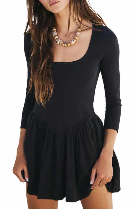 Free People Onda Long Sleeve Stretch Cotton Minidress
