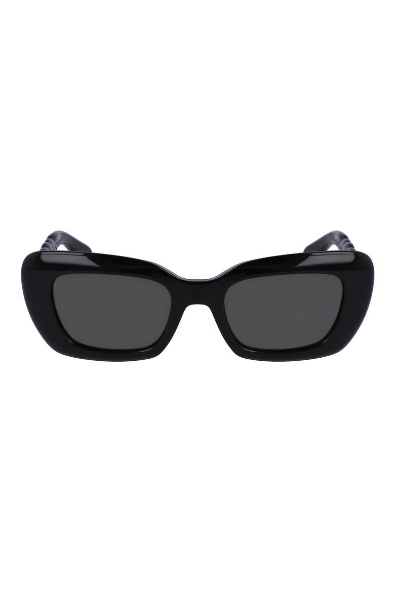 52mm Babe Modified Rectangular Sunglasses, Main, color, BLACK