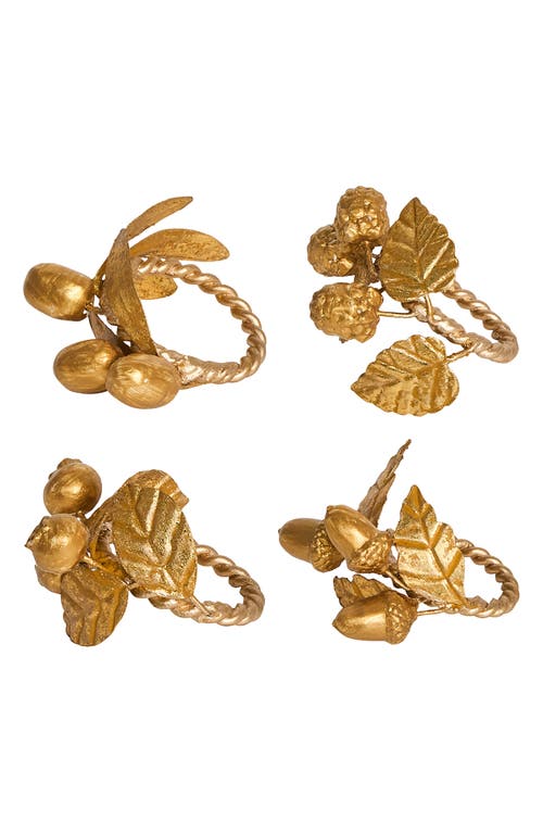 Juliska Forest Walk Leaf Set Of 4 Napkin Rings In Gold