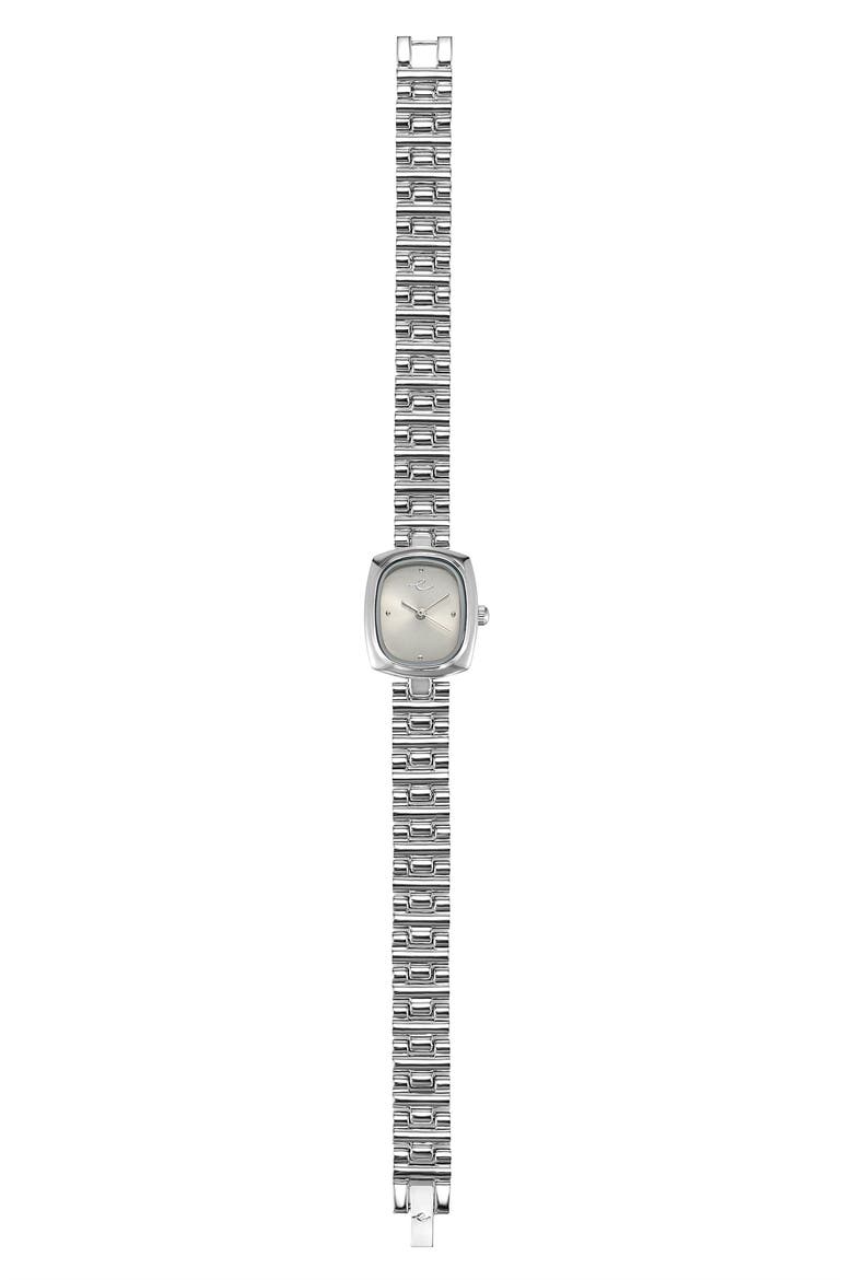 Square Dial Bracelet Watch, 20mm x 23mm, Alternate, color, BONE AND SILVER