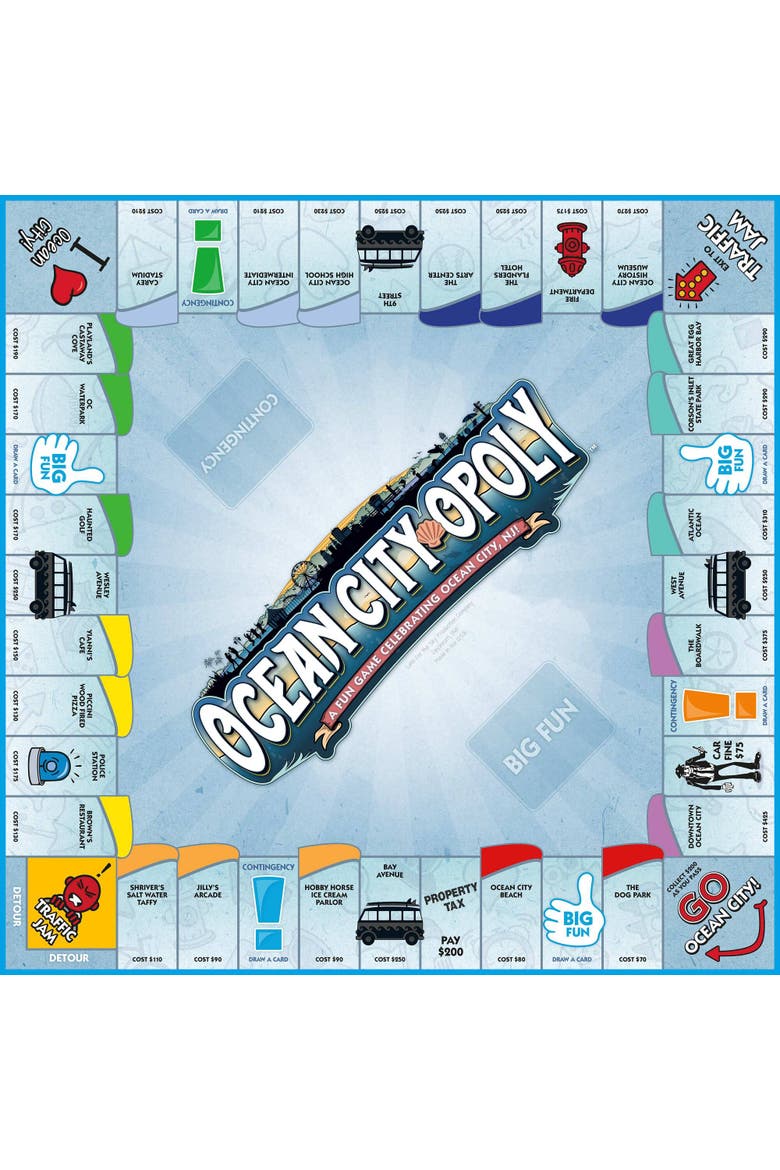 Ocean City Opoly Board Game, Alternate, color, Multicolored