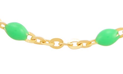 Frankie & Zoe 2.5mm Green Enamel Station Necklace In Gold