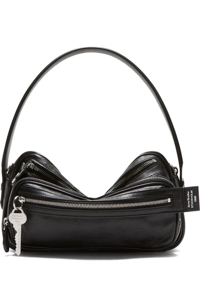 Acne Studios Small Camero Leather Shoulder Bag, Main, color, Black