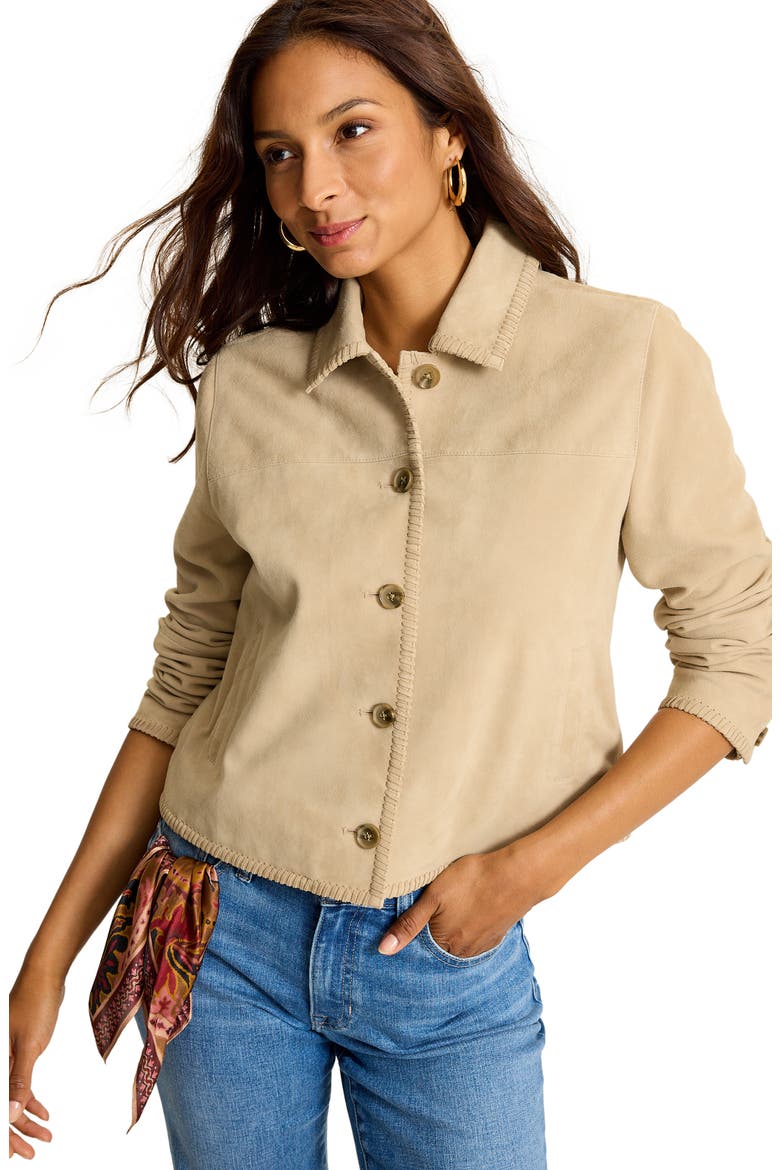 Whipstitched Suede Jacket, Main, color, WISTFUL BEIGE