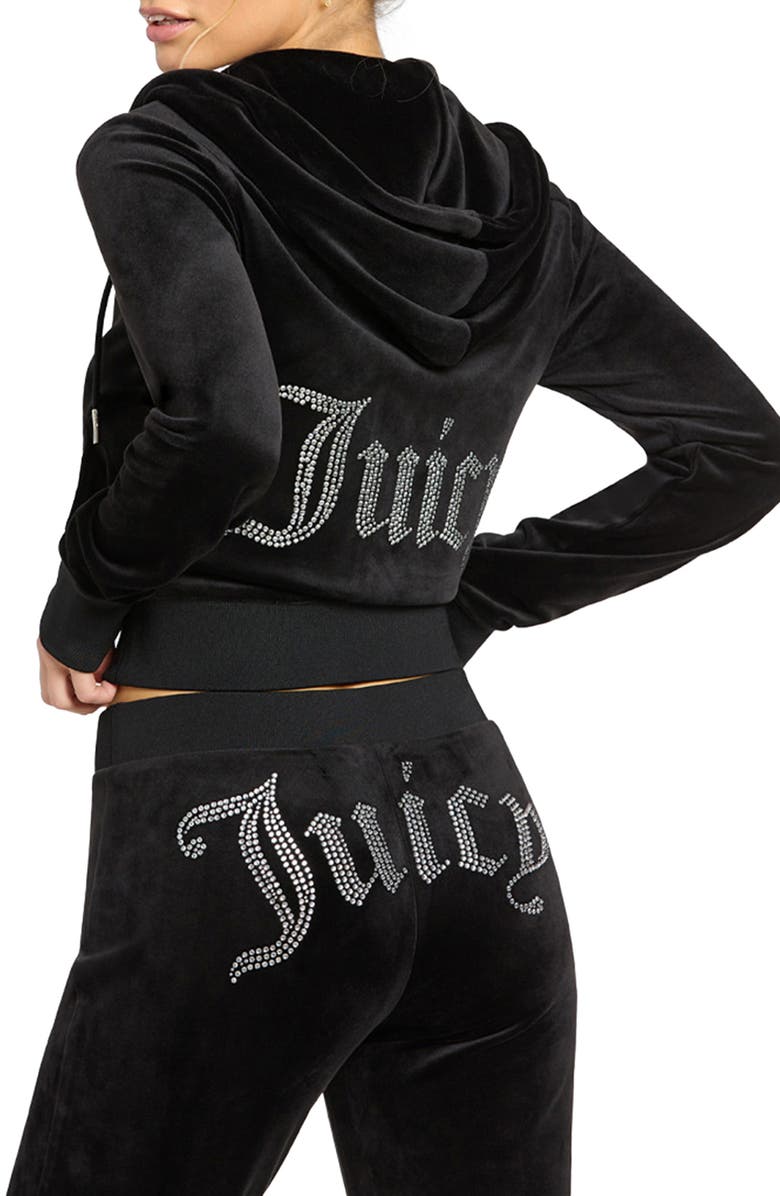 Juicy Couture Bling Velour Hoodie, Alternate, color,