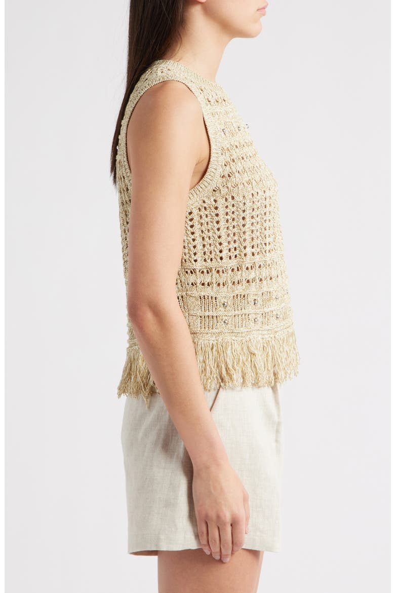 Beaded Fringe Sweater Tank, Alternate, color, BEIGE MULTI