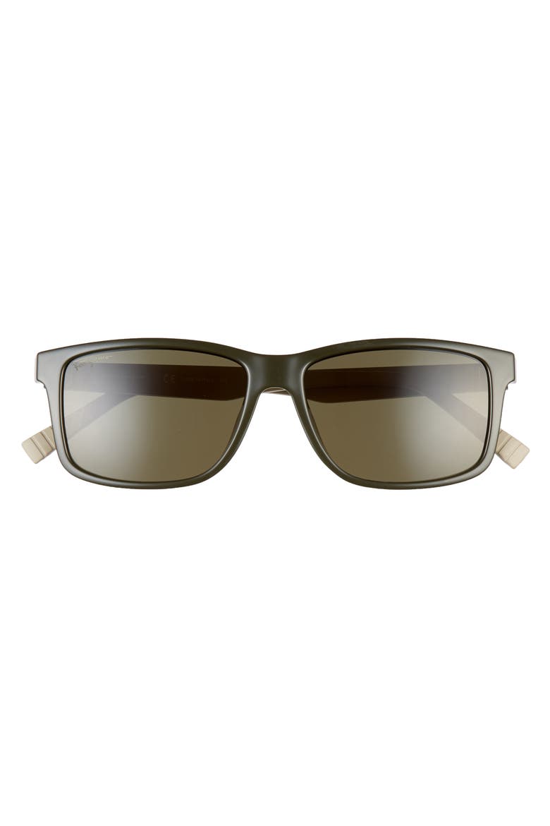 57mm Square Sunglasses, Alternate, color, DARK GREEN/BEIGE