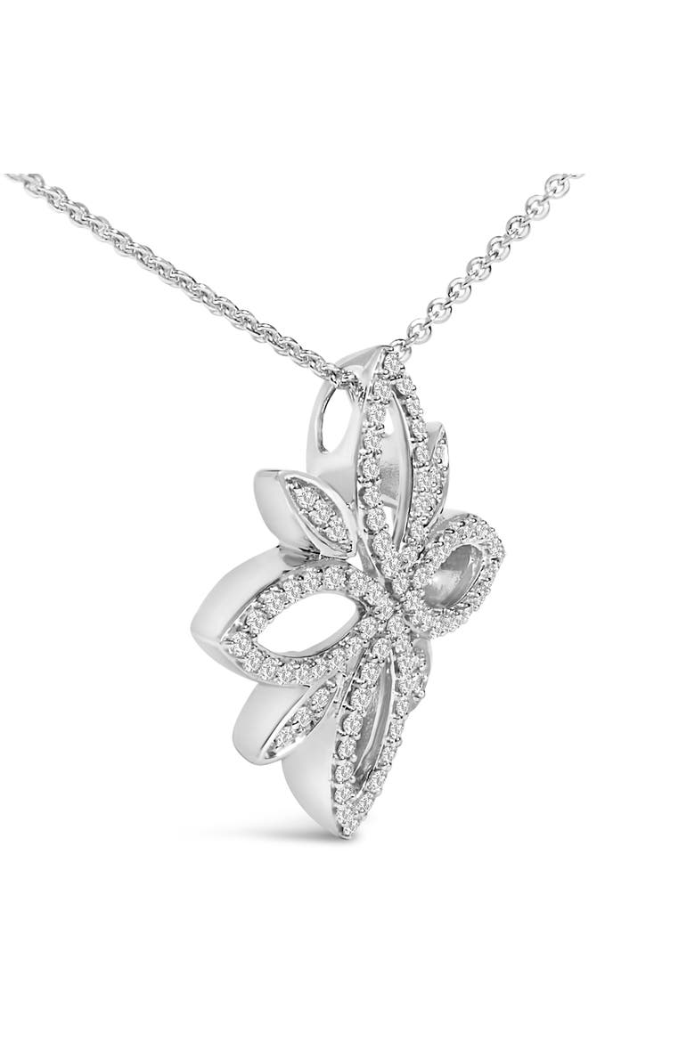 Sterling Silver 1/2 Cttw Diamond Floral Cross Pendant Necklace, Alternate, color, Silver