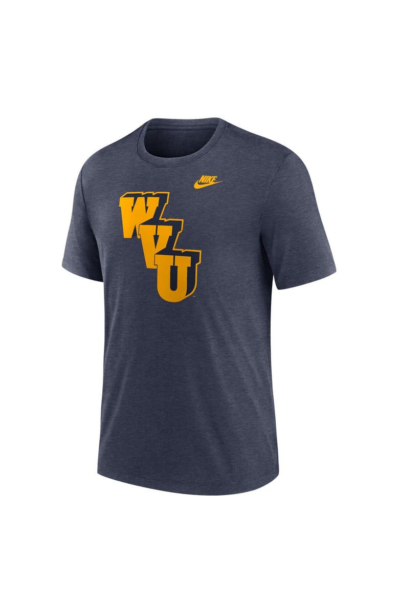 Nike Men's Nike Heather Navy West Virginia Mountaineers Blitz Legacy Primary Tri-Blend T-Shirt, Alternate, color, Heather Navy