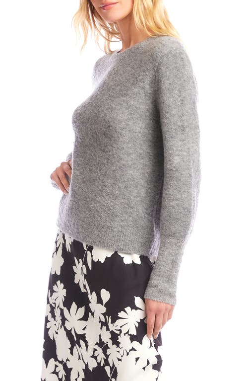 Karen Kane Blouson Sleeve Bouclé Sweater In Gray