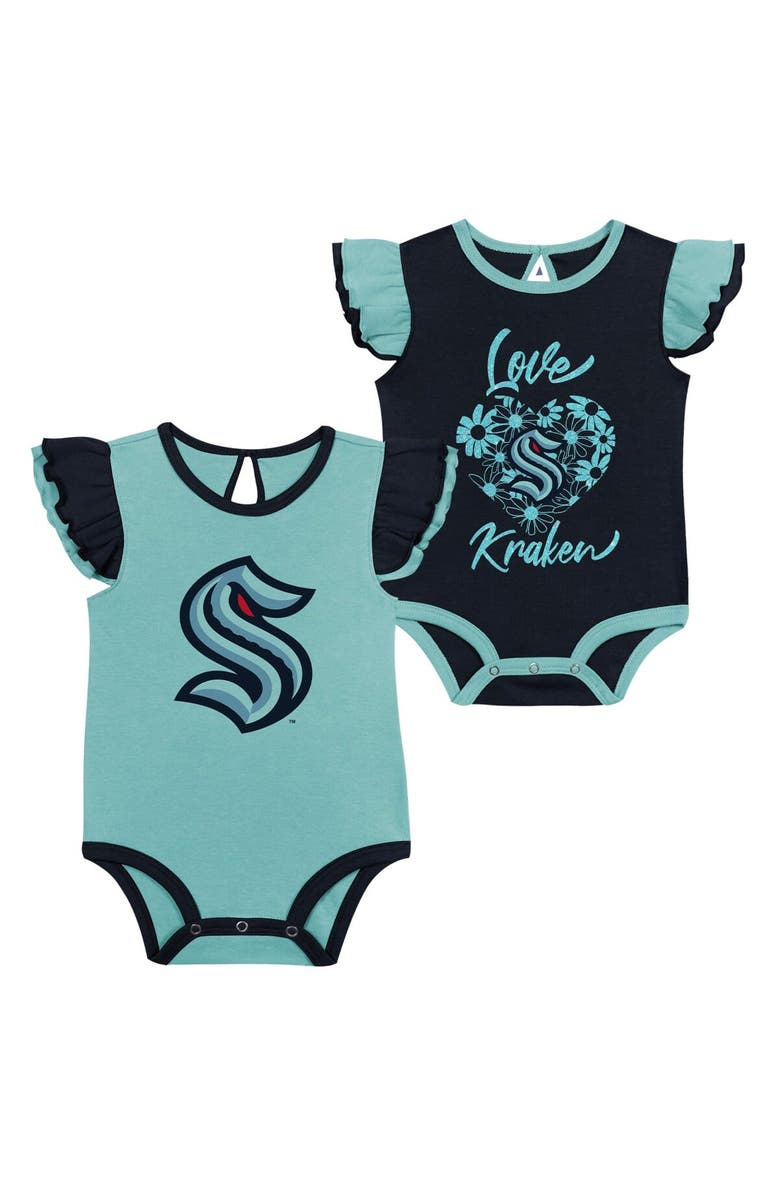 Outerstuff Girls Infant Navy/Light Blue Seattle Kraken Two-Pack Training Bodysuit Set, Alternate, color, Navy