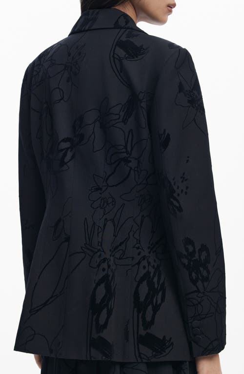 Desigual Tonal Floral Blazer In Black