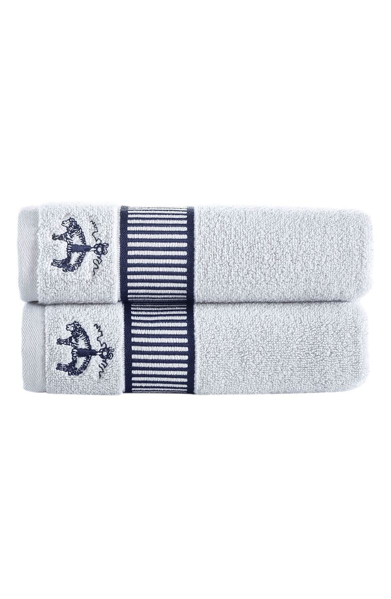Brooks Brothers Fancy Border 2-Pack Turkish Cotton Bath Towels, Main, color, Silver