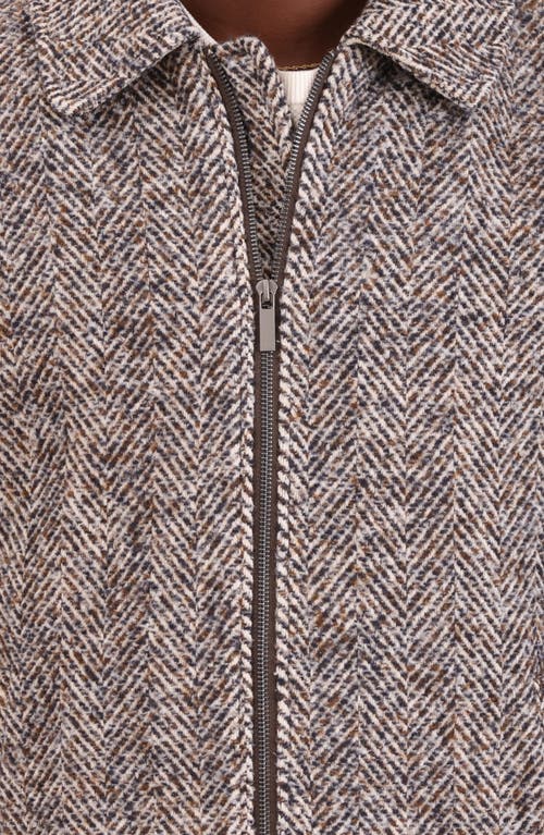 Bagatelle Herringbone Flannel Zip Jacket In Gray